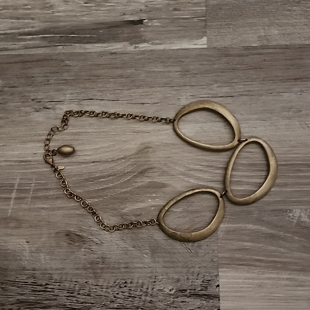 Rivka Friedman Bold Goldtoned Three Open Ovals Statement Necklace